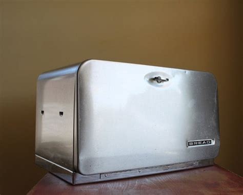 are vintage metal bread boxes popular now|vintage stainless steel bread box.